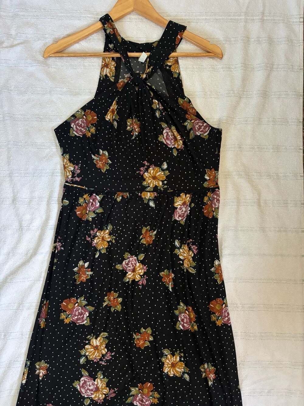 Free People Floral Halter Maxi Dress with Polka Dots